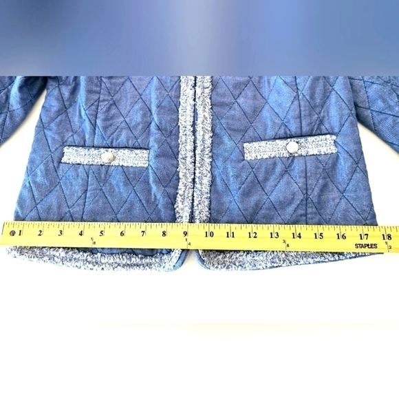 Talbots Fringe Quilted Chambray Jacket Size 4 EUC (Runs small) - Picture 8 of 15
